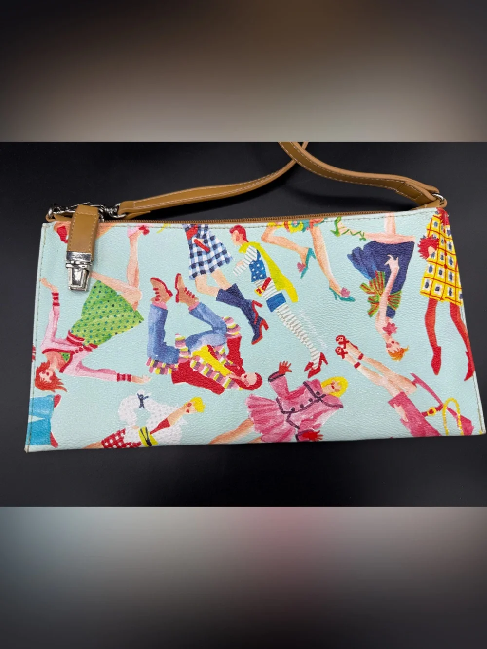 Sydney Love Crossbody Bag Light Blue Fashionistas Retro Mod Print Purse